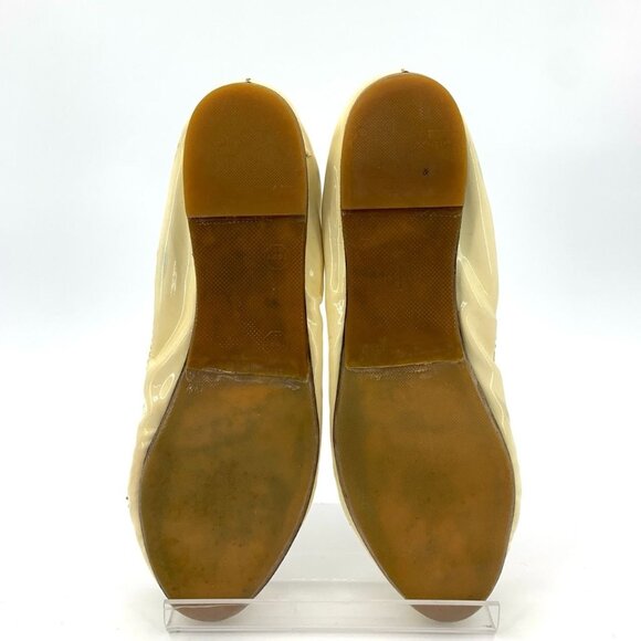 Miu Miu 37 Yellow Patent Leather Flats W/ Embellished Bow & Rhinestones - Picture 6 of 9